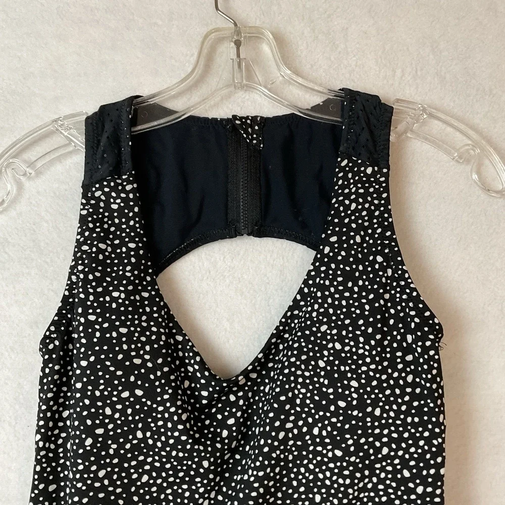 Nike Swimsuit Womens S‎ Black White Water Dots Open Back One Piece